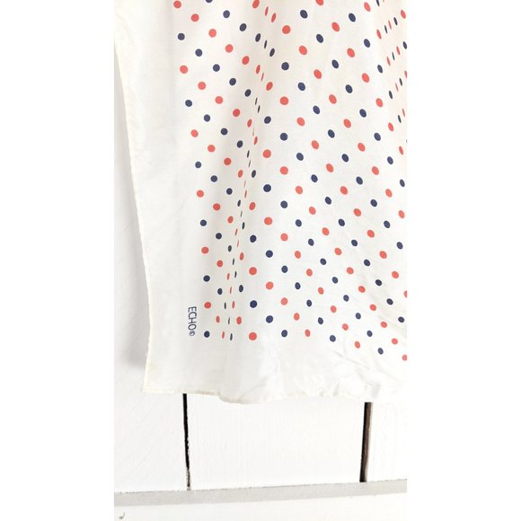 Vintage Echo red blue polka dot lightweight silk blend scarf - Picture 2 of 5